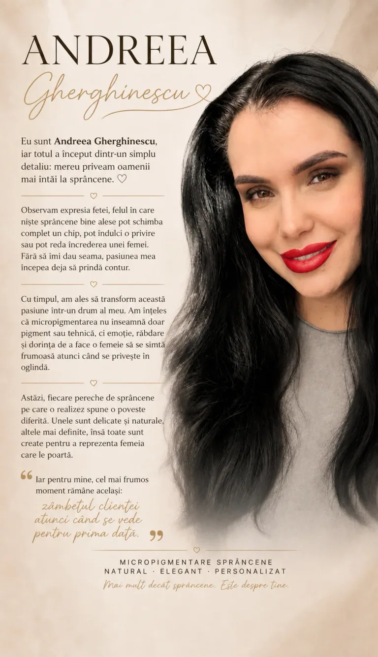 Andreea Gherghinescu, dermopigmentist certificat în Pitești